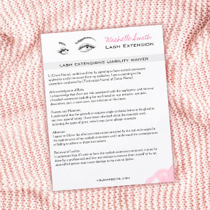 Lash-tillägg Minimalist Rosa Liability Waiver Reklamblad