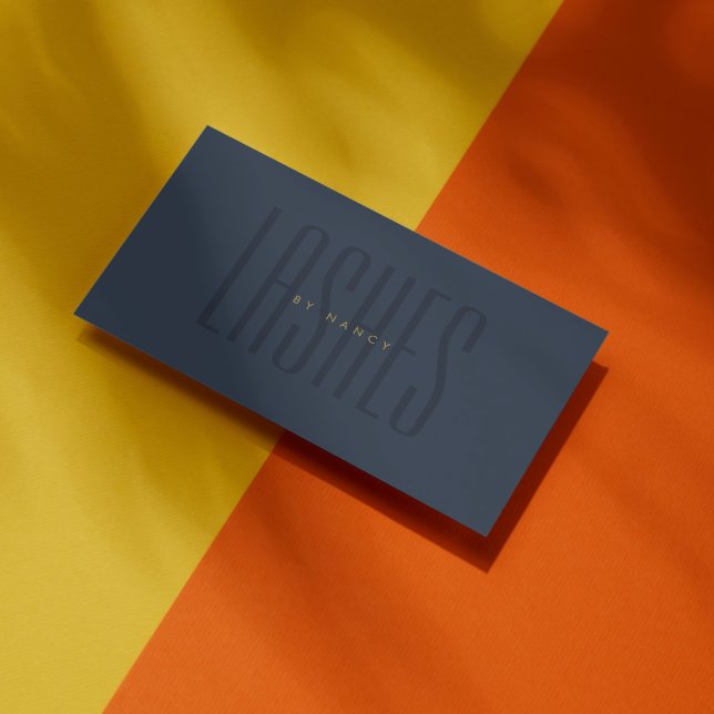 Lash Typography Minimalist Navy Blue Visitkort (Skapare uppladdad)