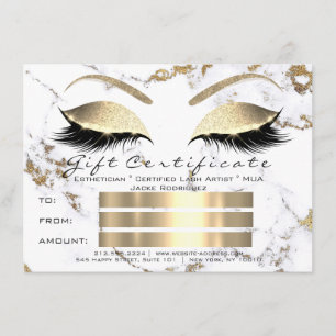 Lash White Guld Marble Makeup Certificate Gift1 Inbjudningar