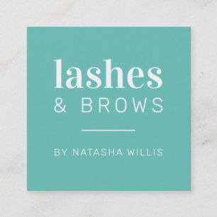 LASHES & BROWS modern minimalistisk mint-grönt sva Fyrkantigt Visitkort