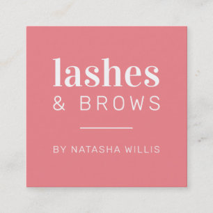 LASHES & BROWS modern minimalistisk rosa av korall Fyrkantigt Visitkort