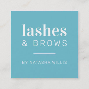 LASHES & BROWS moderna minimalistiskt turkosblått Fyrkantigt Visitkort