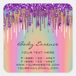 Lashes Extension Butik Holografisk Lila Ros  Fyrkantigt Klistermärke