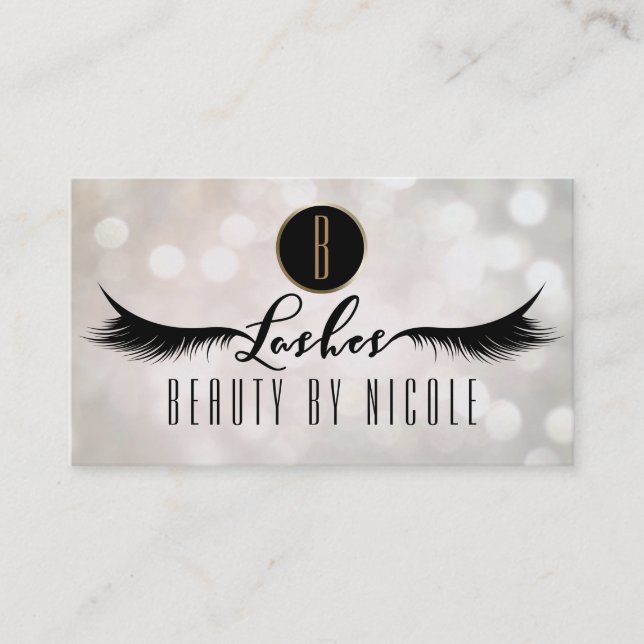 LASHES Eyelash White Bokeh Customer Loyalty Card Lojalitetskort (Framsida)