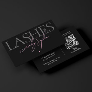 Lashes Studio Svart Rosa Sminkartist Estetik Visitkort
