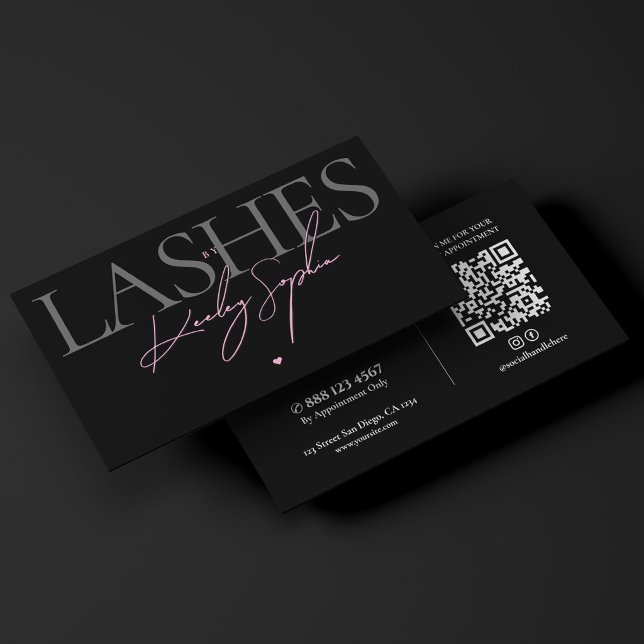 Lashes Studio Svart Rosa Sminkartist Estetik Visitkort (Lashes Studio Black Pink Makeup Artist Aesthetic Business Card
)