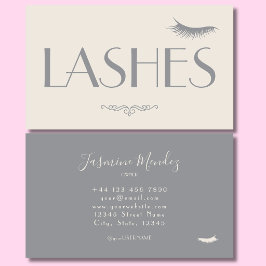Lashes Tech Beige Minimalistisk Kräm Salong Visitkort