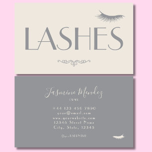 Lashes Tech Beige Minimalistisk Kräm Salong Visitkort