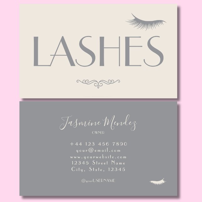 Lashes Tech Beige Minimalistisk Kräm Salong Visitkort (Skapare uppladdad)