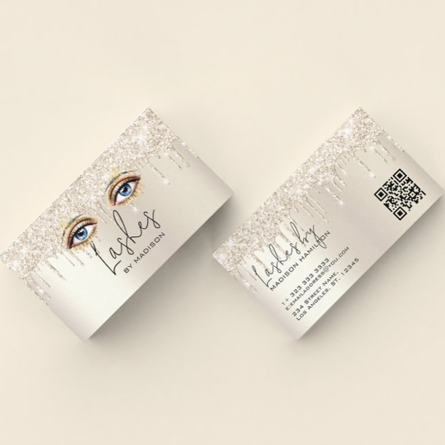 LashGlam Champagne-droppning Glitter Visitkort (Skapare uppladdad)