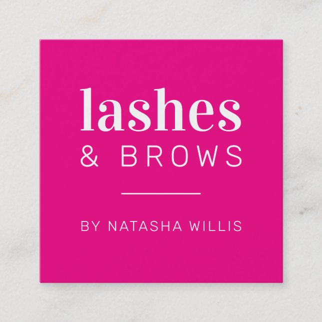 LASHY AND BROWS modern minimalist hollywood rosa Fyrkantigt Visitkort (Framsida)
