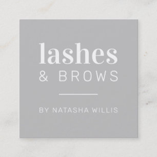 LASHY & BROWS modern minimalist blek grått black Fyrkantigt Visitkort