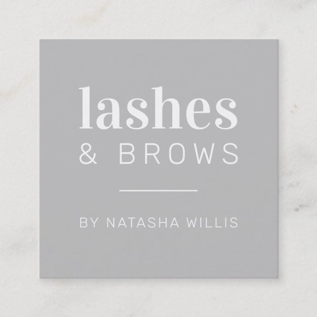 LASHY & BROWS modern minimalist blek grått black Fyrkantigt Visitkort (Framsida)