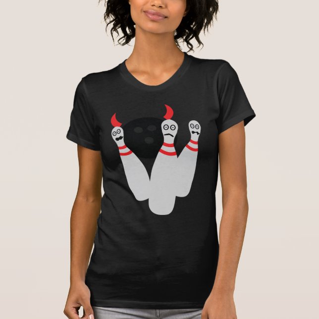 läskig bowlingninepinedjävulen tee shirt (Framsida)