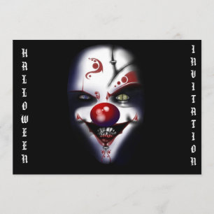 läskig clown för halloween inbjudan
