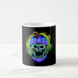 läskig dödskalle inuti zombie-pumpa retro kaffemugg