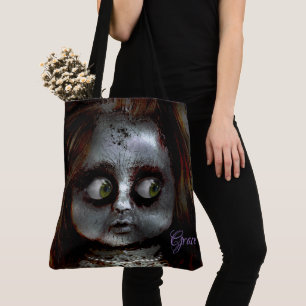 Läskig Halloween för rädd docka Monogram Tygkasse