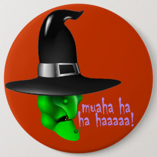 Läskig Halloween häxa Knapp