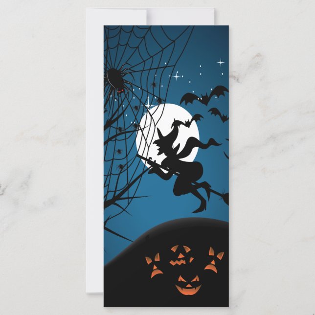 läskig halloween natt häxa och spindlar vektor (Framsida)