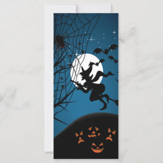 läskig halloween natt häxa och spindlar vektor