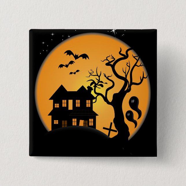 läskig halloween spökscen vektor knapp (Framsida)