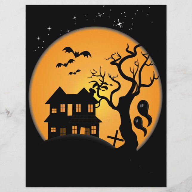 läskig halloween spökscen vektor reklamblad (Framsidan)