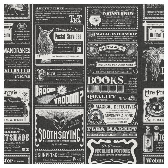 läskig halloween-tidningens antik svart tyg (Närbild)