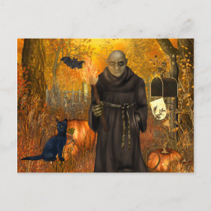 Läskig Halloween vykort med Frankenstein