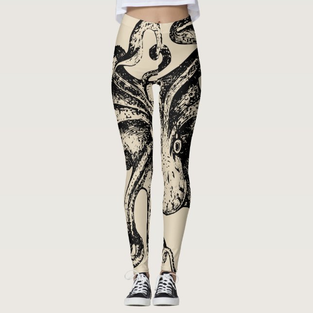 Läskig Kraken steampunkkonst Leggings (Framsida)