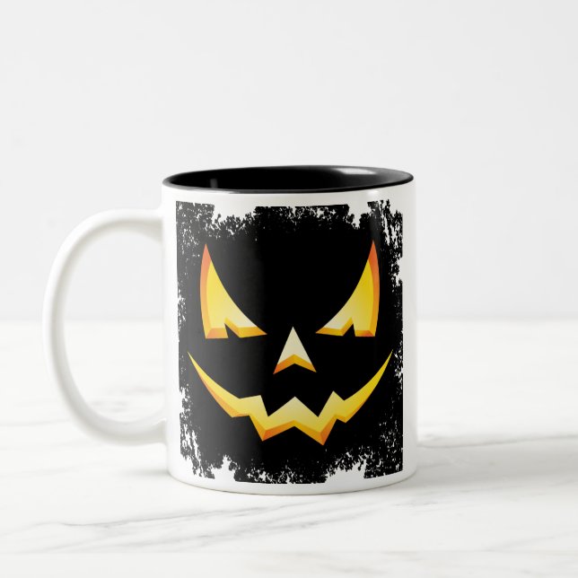 Läskig mugg för pumpaHalloween kaffe (Vänster)