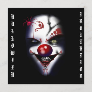 läskig ond clown för halloween inbjudan