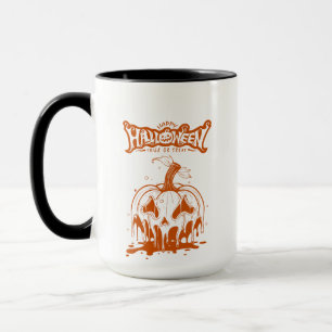 läskig pumpa Halloween vit orange Mugg