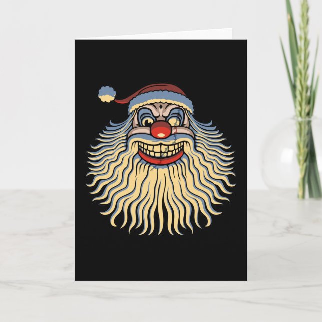 Läskig Santa clown Helgkort (Framsida)