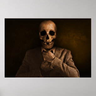 Läskig skalleman i kostym poster