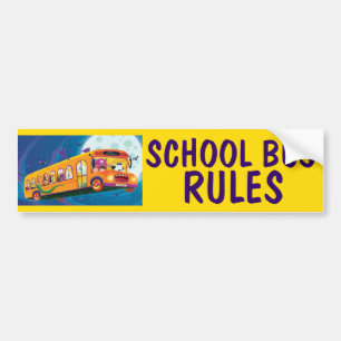 Läskig SKOLBUSSREGLER Bildekal