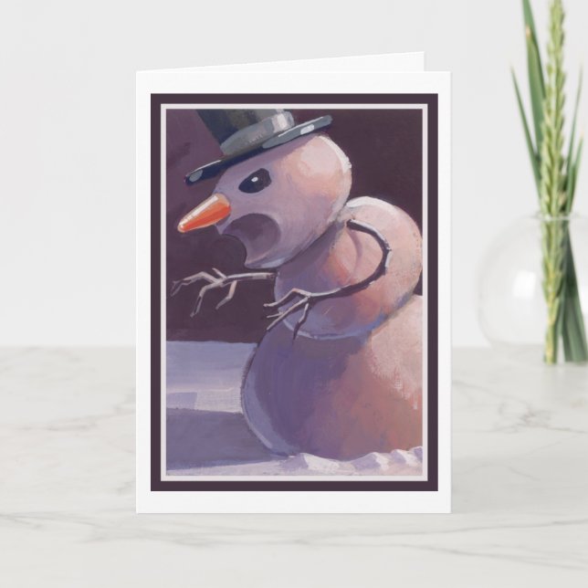 Läskig snögubbejulkort helgkort (Framsida)