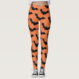 Läskig spöklik orange för svart för Halloween Leggings