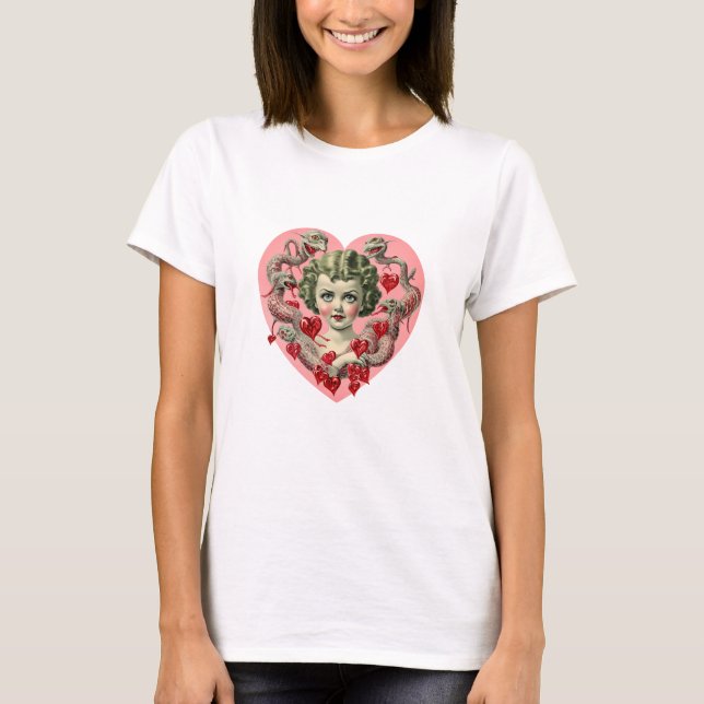 läskig steampunk kerub zombie bebis Halloween  T Shirt (Framsida)