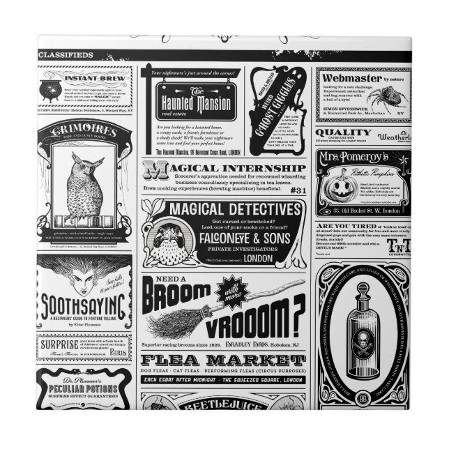 läskig tidning kakelplatta (Framsidan)