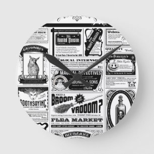 läskig tidning rund klocka