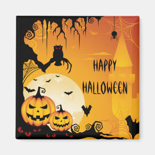 Läskiga Halloween pumpor och fullmåne Magnet