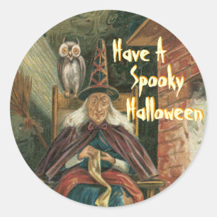 Läskiga häxaHalloween klistermärkear Runt Klistermärke