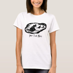 läskiga svarta häxor på bromkäppar t-shirt
