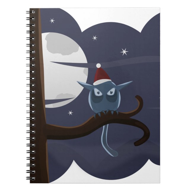 läskigt christmas uggla anteckningsbok med spiral (Framsidan)
