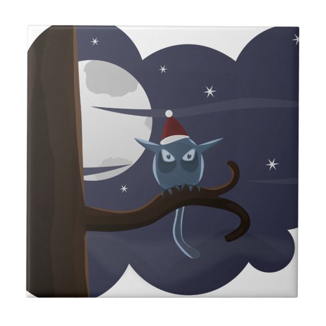 läskigt christmas uggla kakelplatta (Framsidan)