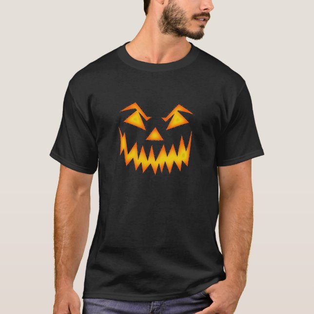 Läskigt pumpaHalloween ansikte T-shirt (Framsida)
