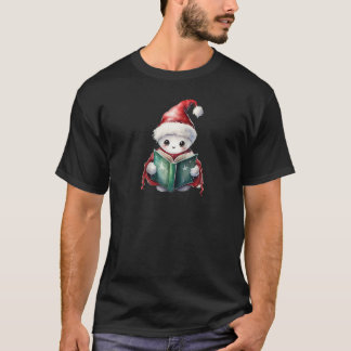 läskigt vattenfärgat bok som läser spöke Santa T Shirt