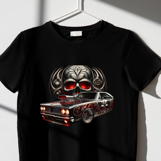 läskröd Skull med bil T-Shirt (Skapare uppladdad)