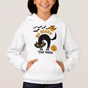 läsksvart katt Anpassat namn Halloween-flickor T Shirt