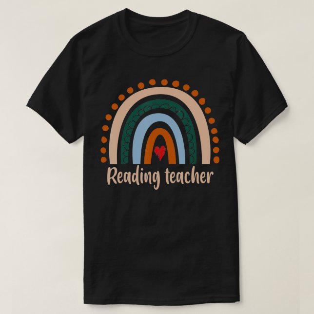 Läslärare Boho Rainbow Back to school Apprec T Shirt (Design framsida)